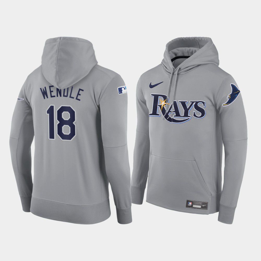 Men Tampa Bay Rays #18 Wendle gray road hoodie 2021 MLB Nike Jerseys